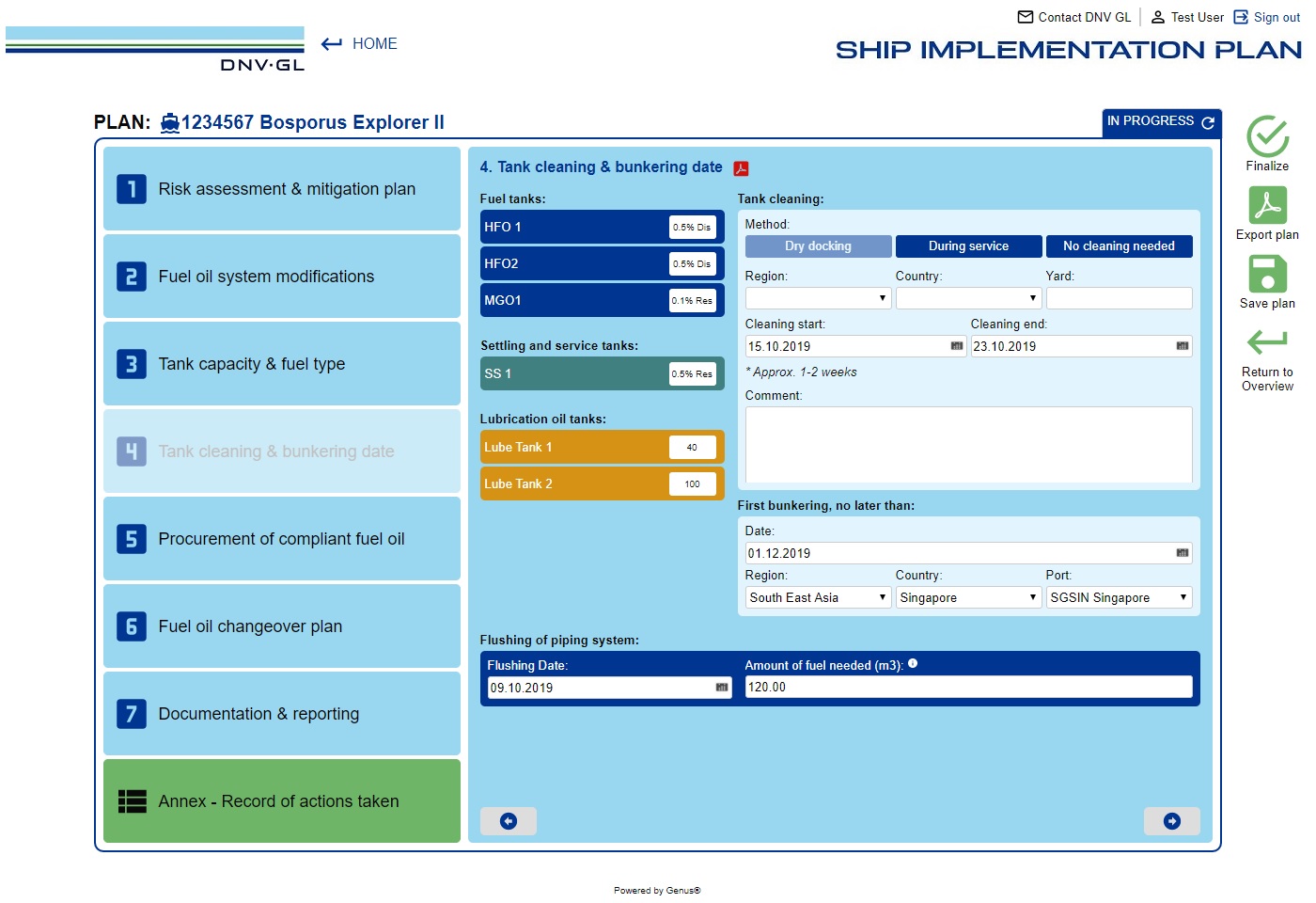 Ship Implementation Plan for DNV GL made with Genus