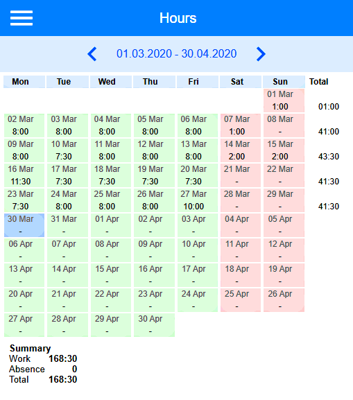 Time reporting module in the low-code solution for Continuum Property. 