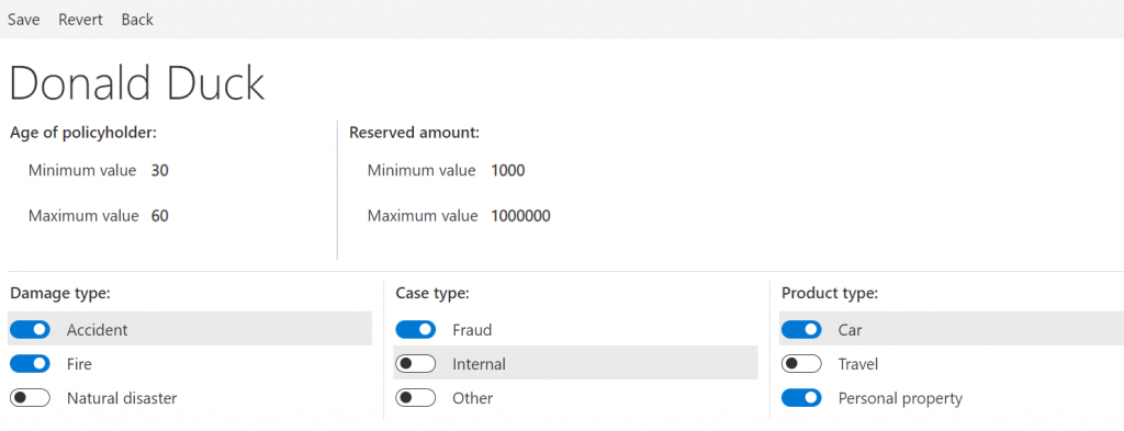 User interface for editing user preferences used by the automated assignment process. 